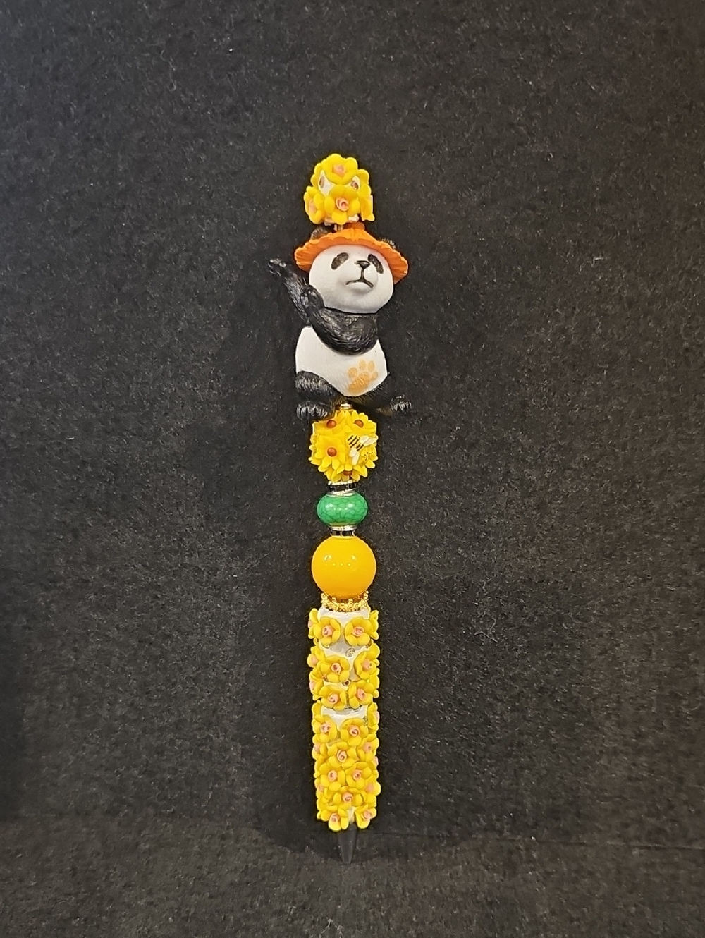 Yellow Bloom Panda Beaded Pen